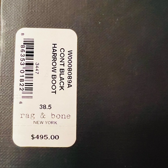 NWT rag & bone Harrow Boot in Cont Black dustbag & box $495 retail Size 8.5 - Picture 8 of 9